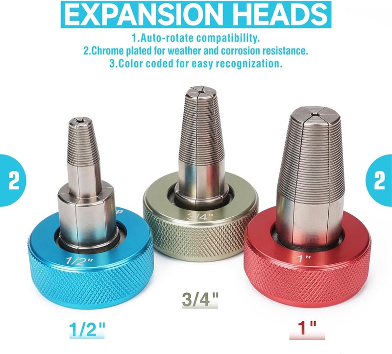 IWISS iCrimp Ratcheting Pex Expansion Tool Kit Auto Rotation PEX-a Tubing Expander, with 1/2'', 3/4'', 1'' ProPEX Expansion Heads and PEX Tubing Cutter - Image 3